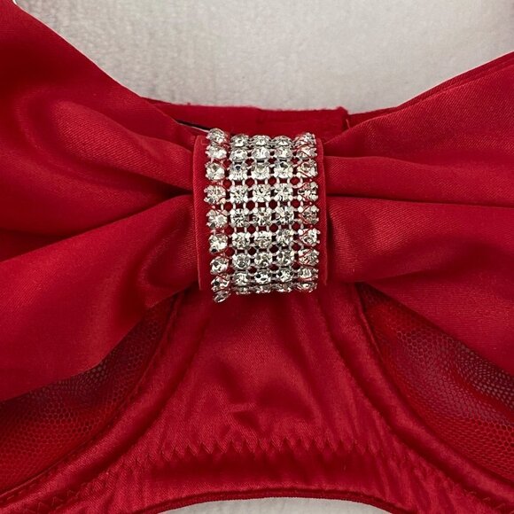Victoria's Secret Dream Angels Red Satin Bow Bling Sling Push Up Bra - Picture 8 of 12